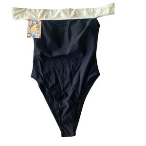 NWT Empire One Piece Swimsuit High Waisted Off the Shoulder S B20